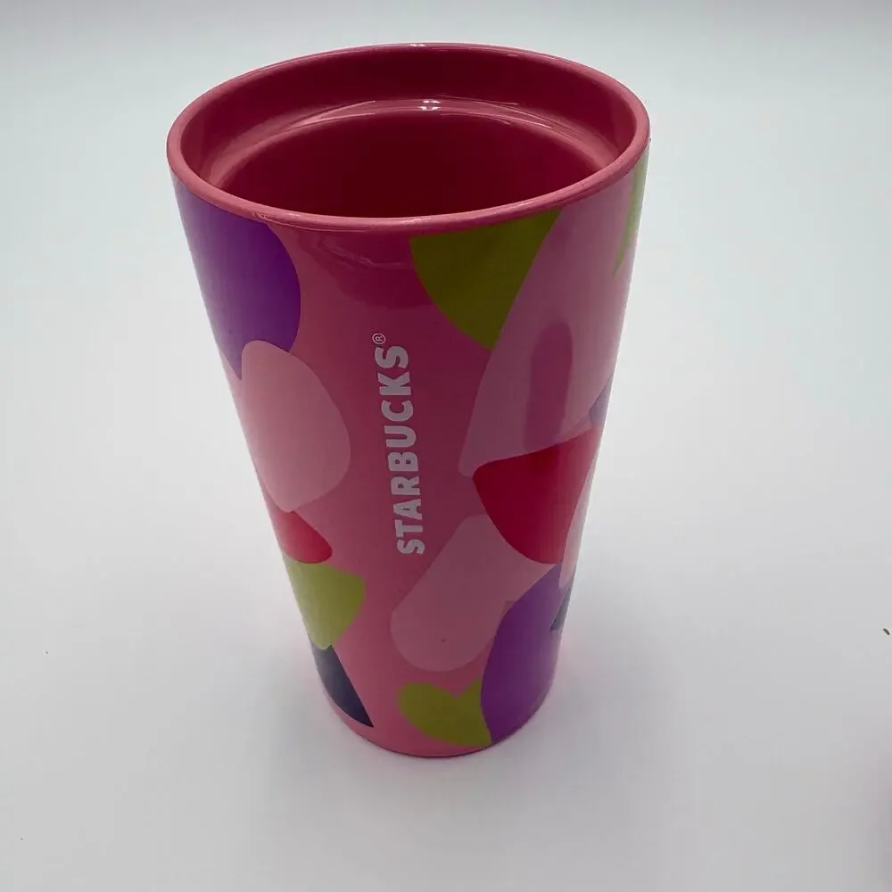 Starbucks 2022 Valentine Hearts Double Wall Ceramic Travel Tumbler Mug 12 oz Lid
